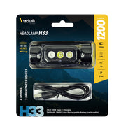 Technik Fejlámpa H33 (+1x18650) SST20 LED + USB-C (1200 lumen)